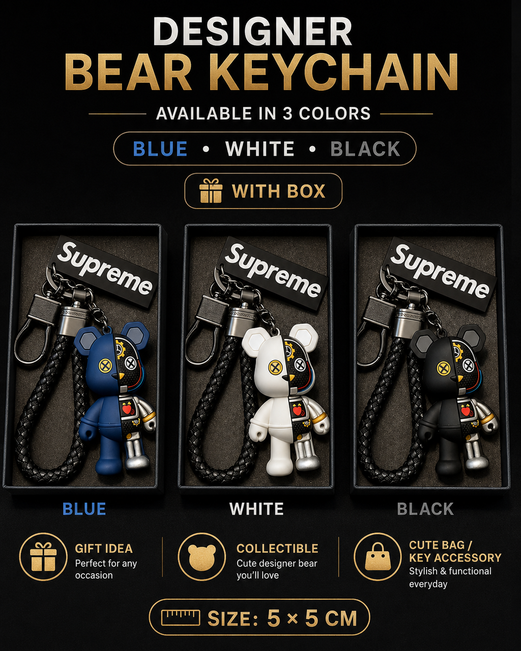 Designer Bear Keychain – Choose Your Color